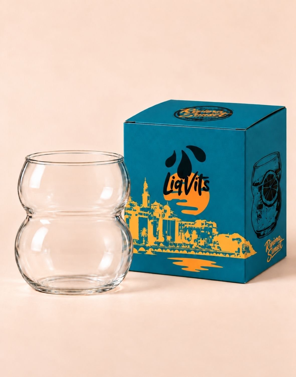 LiqVits-Riviera Sunset Glas-Summer Vibes mit 350ml mit Verpackung