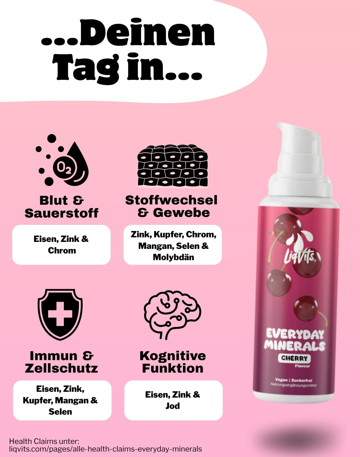 LiqVits fluessige Nahrungsergaenzungsmittel Everyday Starter Set Full Active-10 Mrd Darmkulturen-13 Vitamine 100% NRV-8 Spurenelemente inkl. Eisen Zink Kupfer-Deine Bestform Vorteile Immunsystem Sauerstoff Gewebe Zellschutz