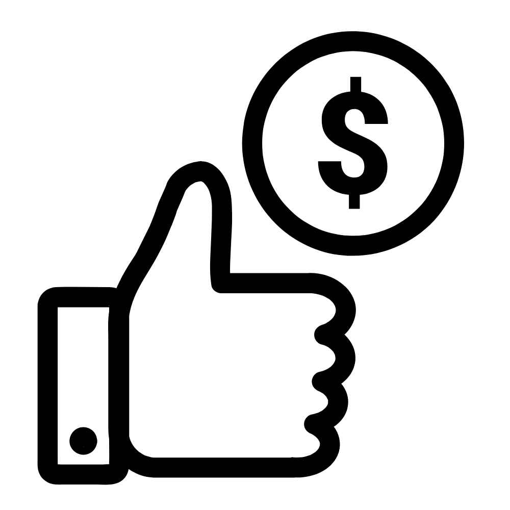 Logo Hand mit Daumen hoch und Geld Symbol